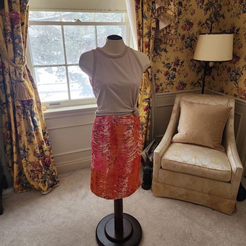 Zac & Rachel Vibrant Orange and Pink Pencil Skirt